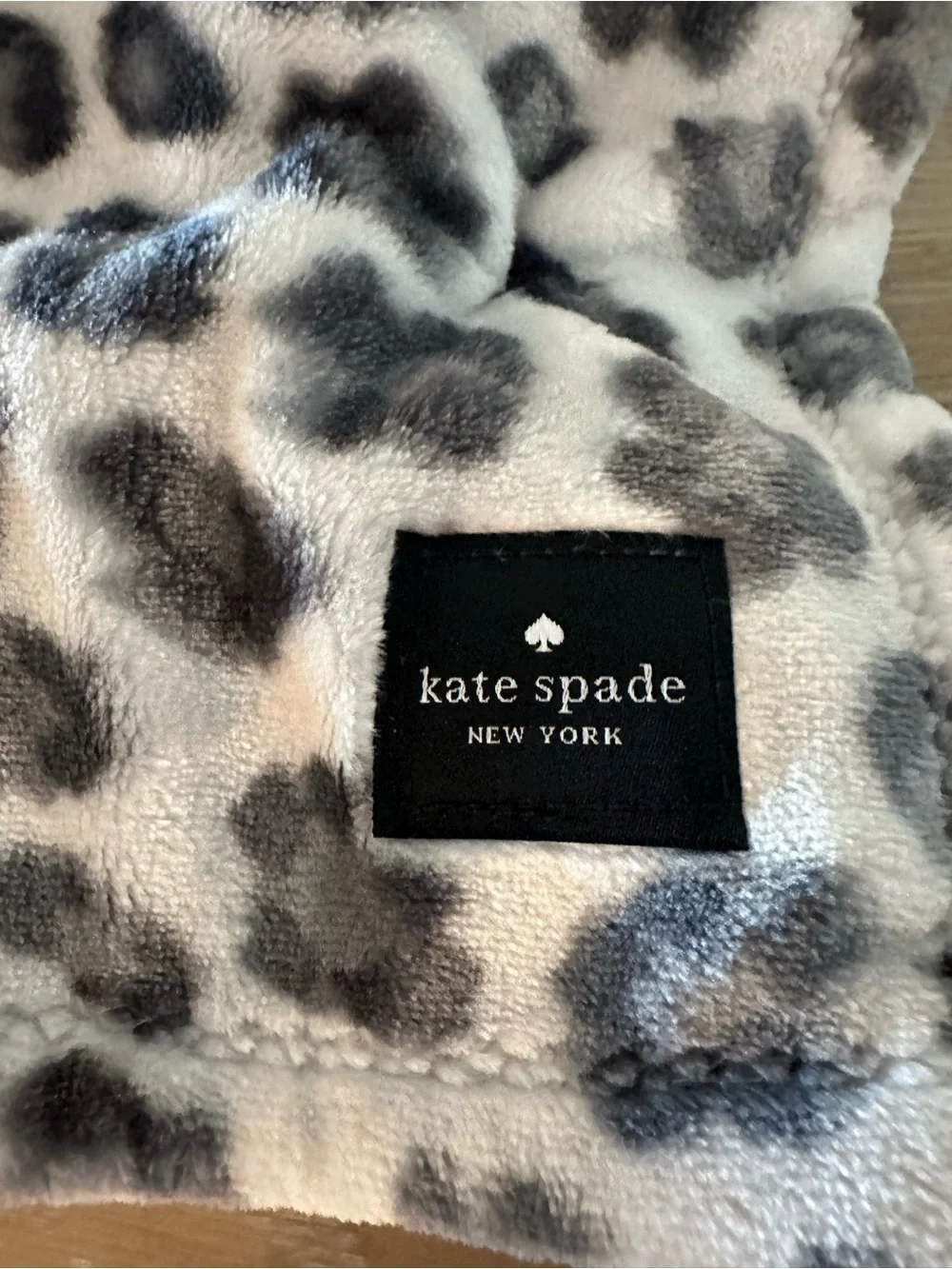 kate spade Leopard Floral Plush Throw - Gray and White
